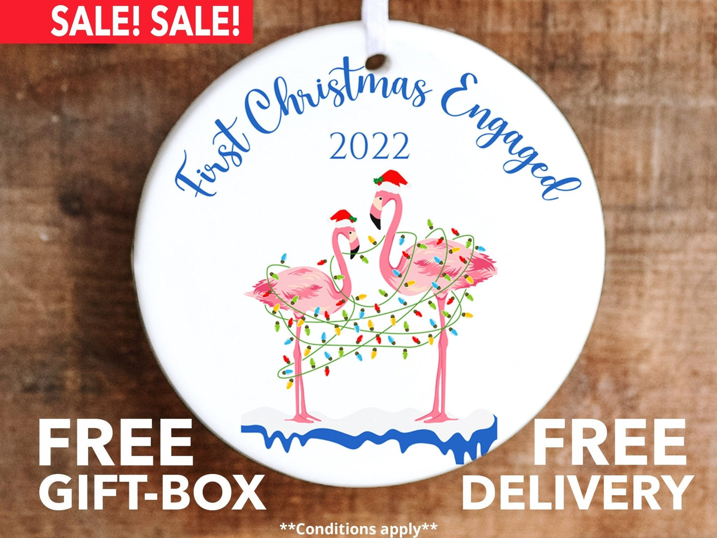 Flamingo-Themed Personalized First Christmas Together 2023 Ornament - Made Simple Designs