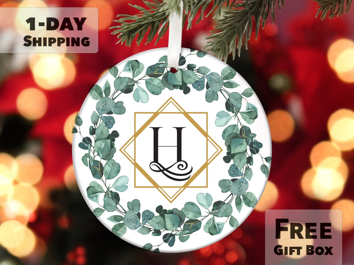 Monogrammed First Christmas Married 2023 Ornament - Our First Christmas Together - Made Simple Designs