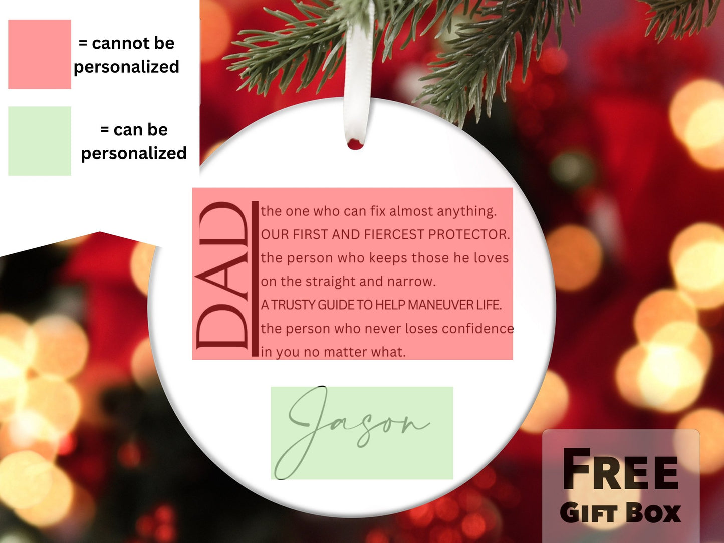 Personalized Dad Christmas Ornament - Dad Definition - Made Simple Designs