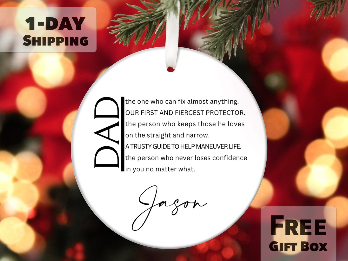 Personalized Dad Christmas Ornament - Dad Definition - Made Simple Designs
