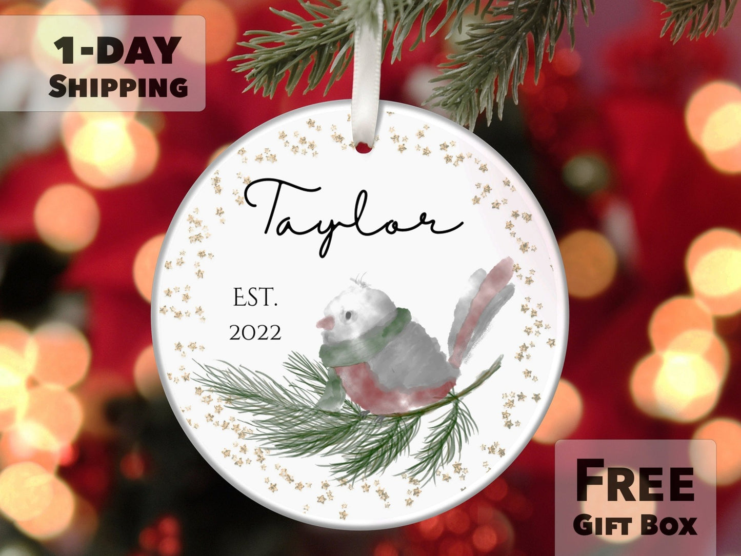 Personalized Family Christmas Ornament - A Custom Engagement Keepsake - Made Simple Designs