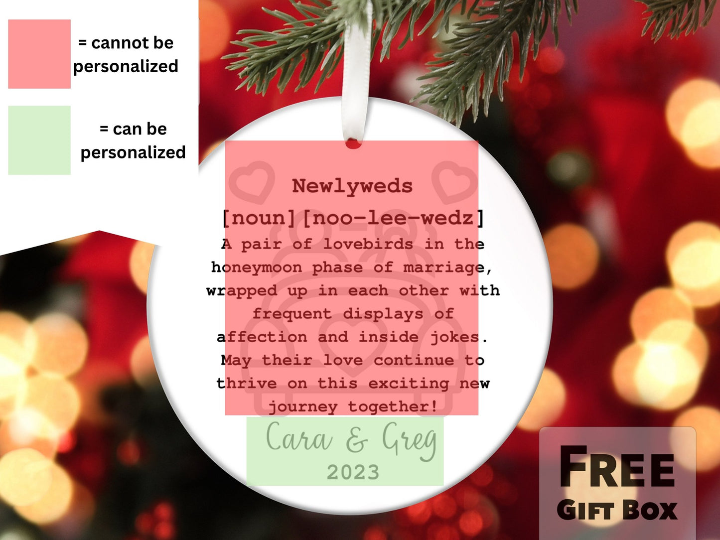 Personalized First Christmas Married 2023 Ornament - Newlyweds Definition - Made Simple Designs
