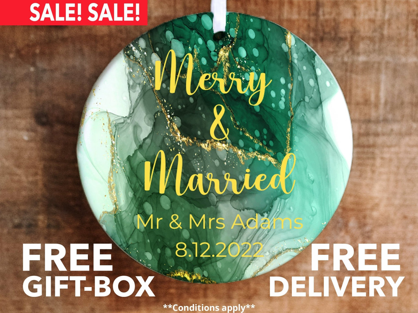 Personalized First Christmas Married 2023 Ornament - Our First Christmas Together - Made Simple Designs