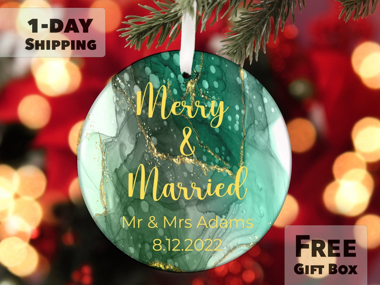 Personalized First Christmas Married 2023 Ornament - Our First Christmas Together - Made Simple Designs