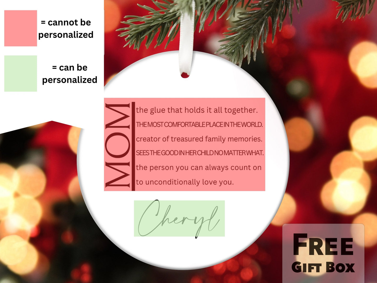 Personalized Mom Christmas Ornament - Mom Definition - Made Simple Designs