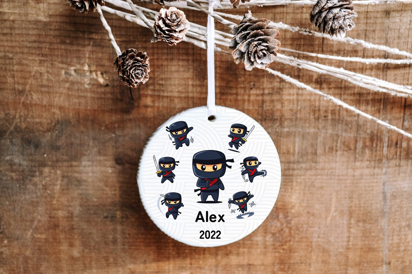 Personalized Ninja Ornament - Cartoon Ninja - Made Simple Designs