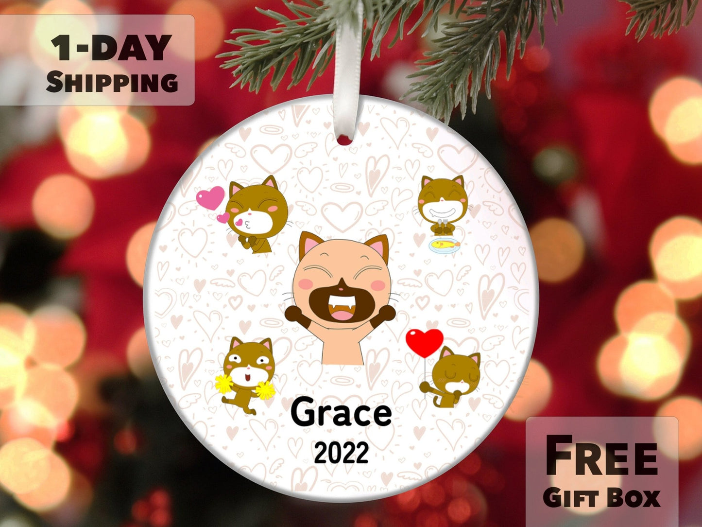 Personalized Ornament For Kids - Cats - Made Simple Designs