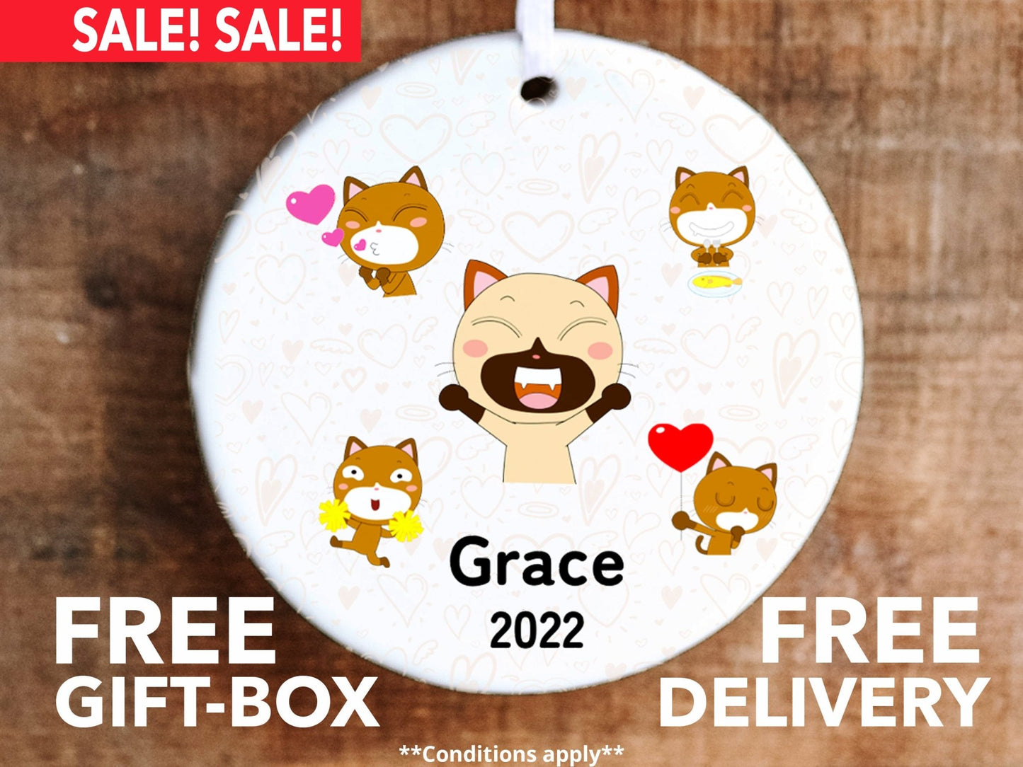 Personalized Ornament For Kids - Cats - Made Simple Designs