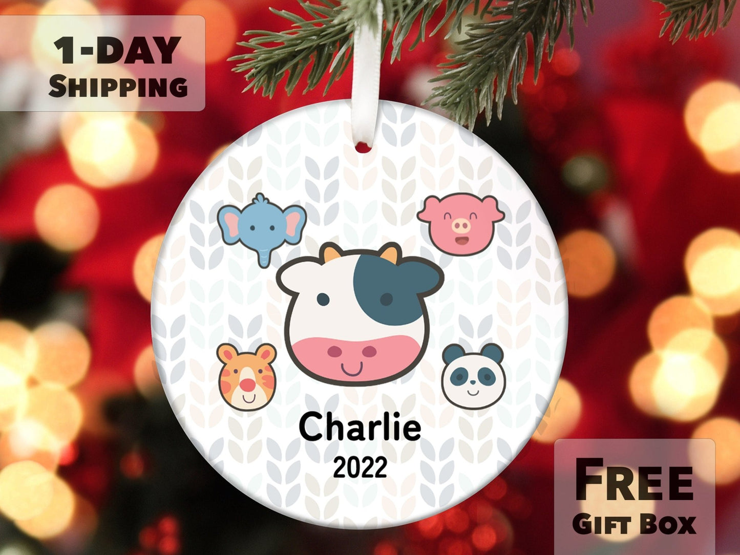 Personalized Zoo Animals Christmas Ornament - Made Simple Designs