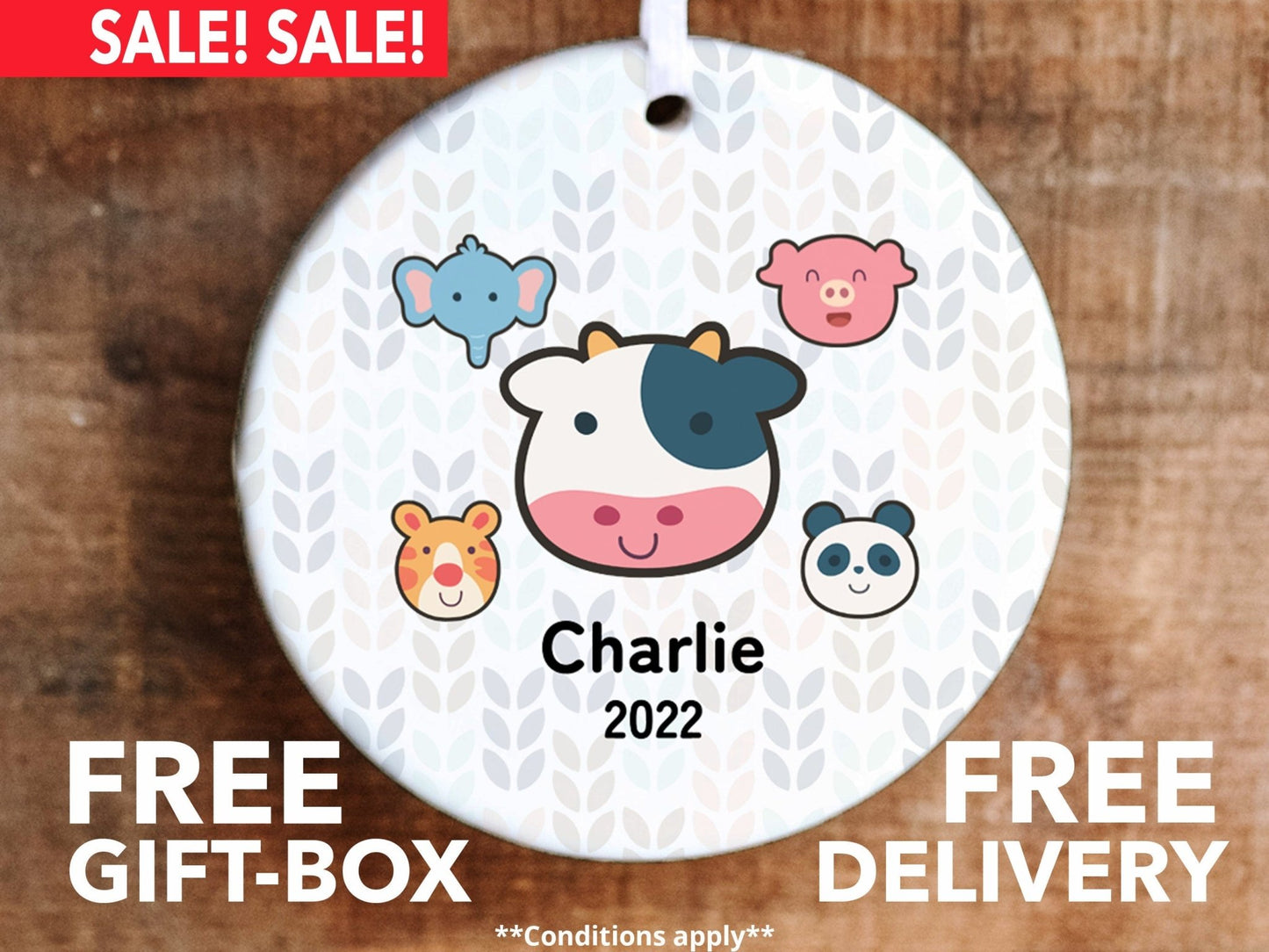 Personalized Zoo Animals Christmas Ornament - Made Simple Designs