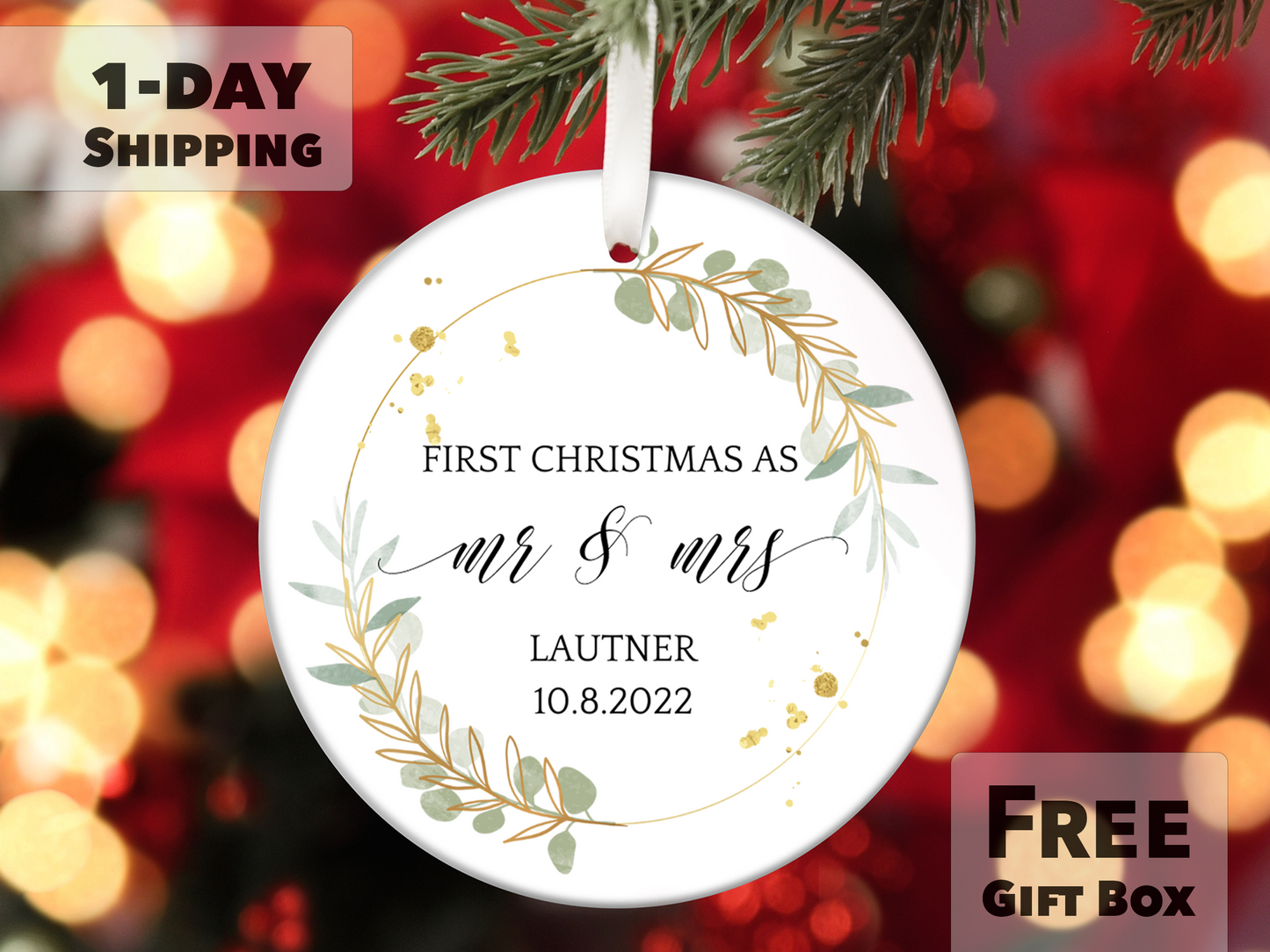 Personalized Mr and Mrs Ornament for First Christmas Together 2023