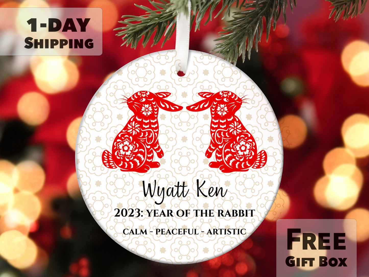Year of the Rabbit Personalized Ornament - 2023 Lunar New Year