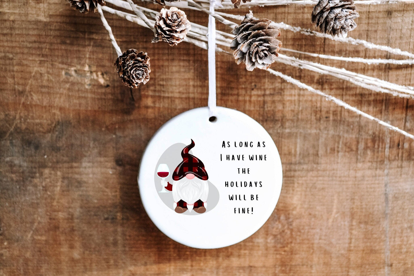 Funny Ornament - Wine Gnome - Made Simple Designs