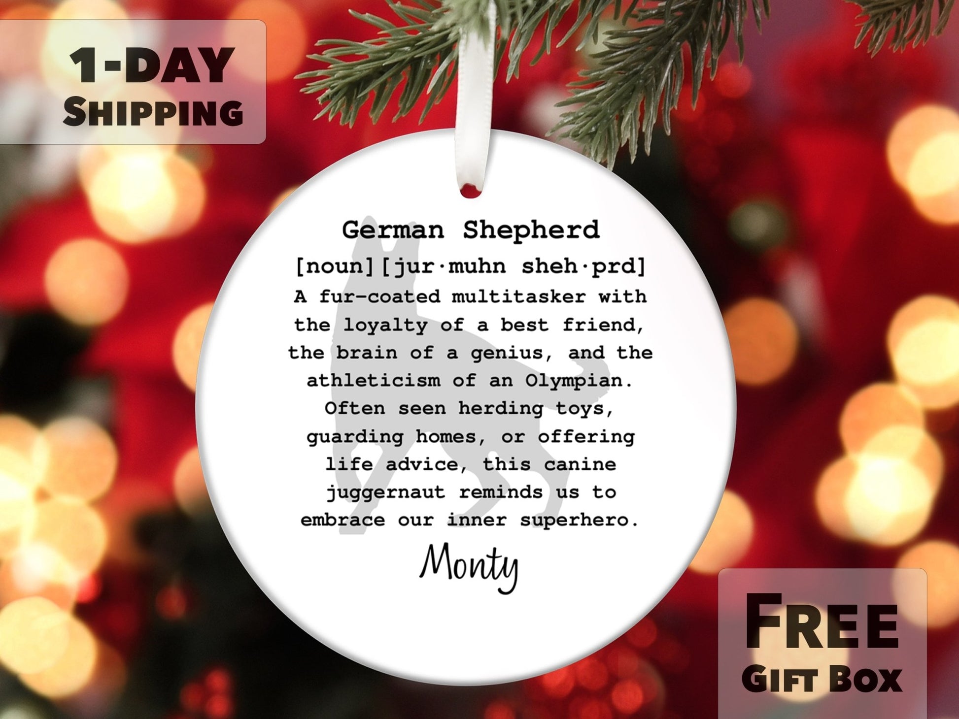 German Shepherd Personalized Dog Ornament - Made Simple Designs