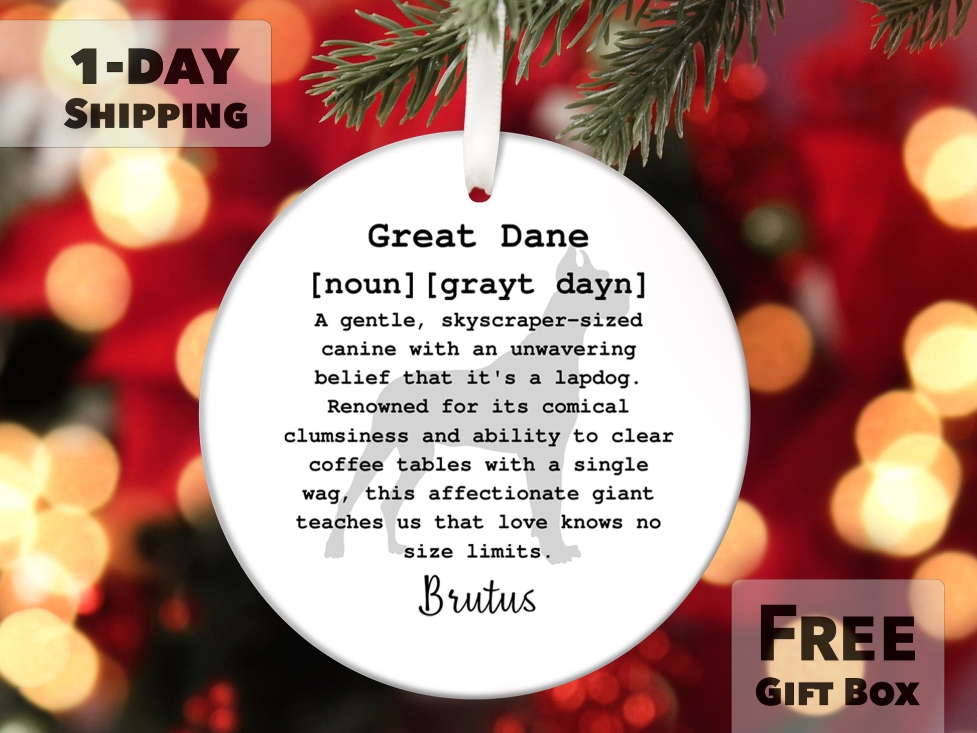 Great Dane Personalized Dog Ornament - Made Simple Designs
