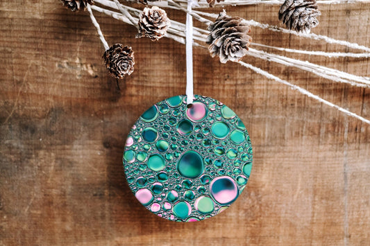 Home Decor Ornament - Pink Blue Bubbles - Made Simple Designs