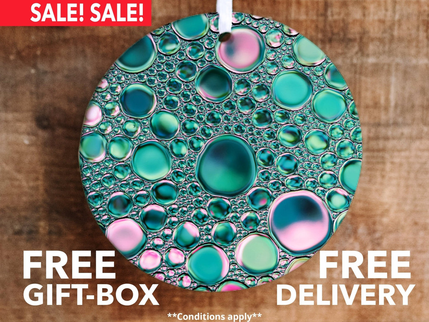 Home Decor Ornament - Pink Blue Bubbles - Made Simple Designs