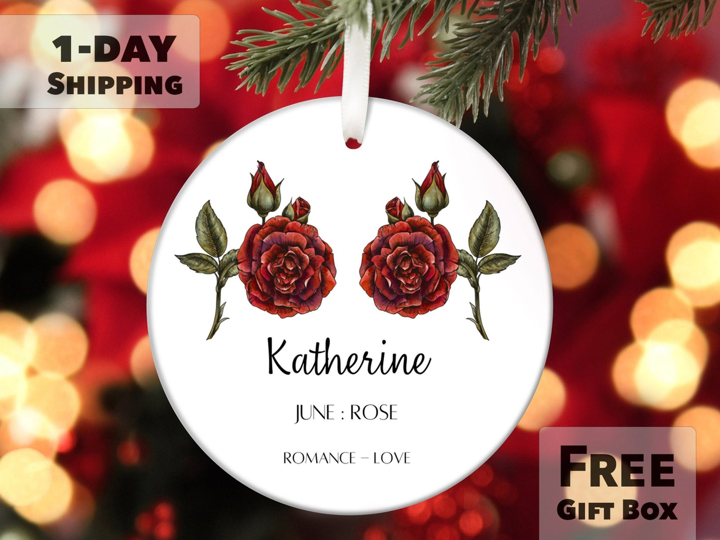 June Birth Month Flower Ornament - Rose Flower - Made Simple Designs