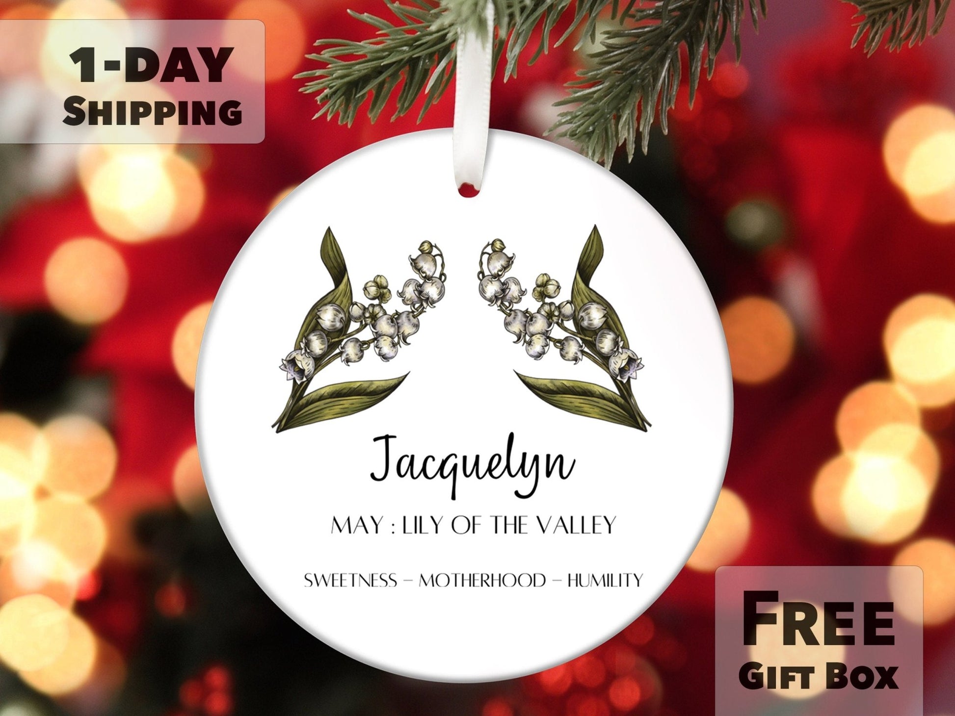 May Birth Month Flower Ornament - Lily of the Valley Flower - Made Simple Designs