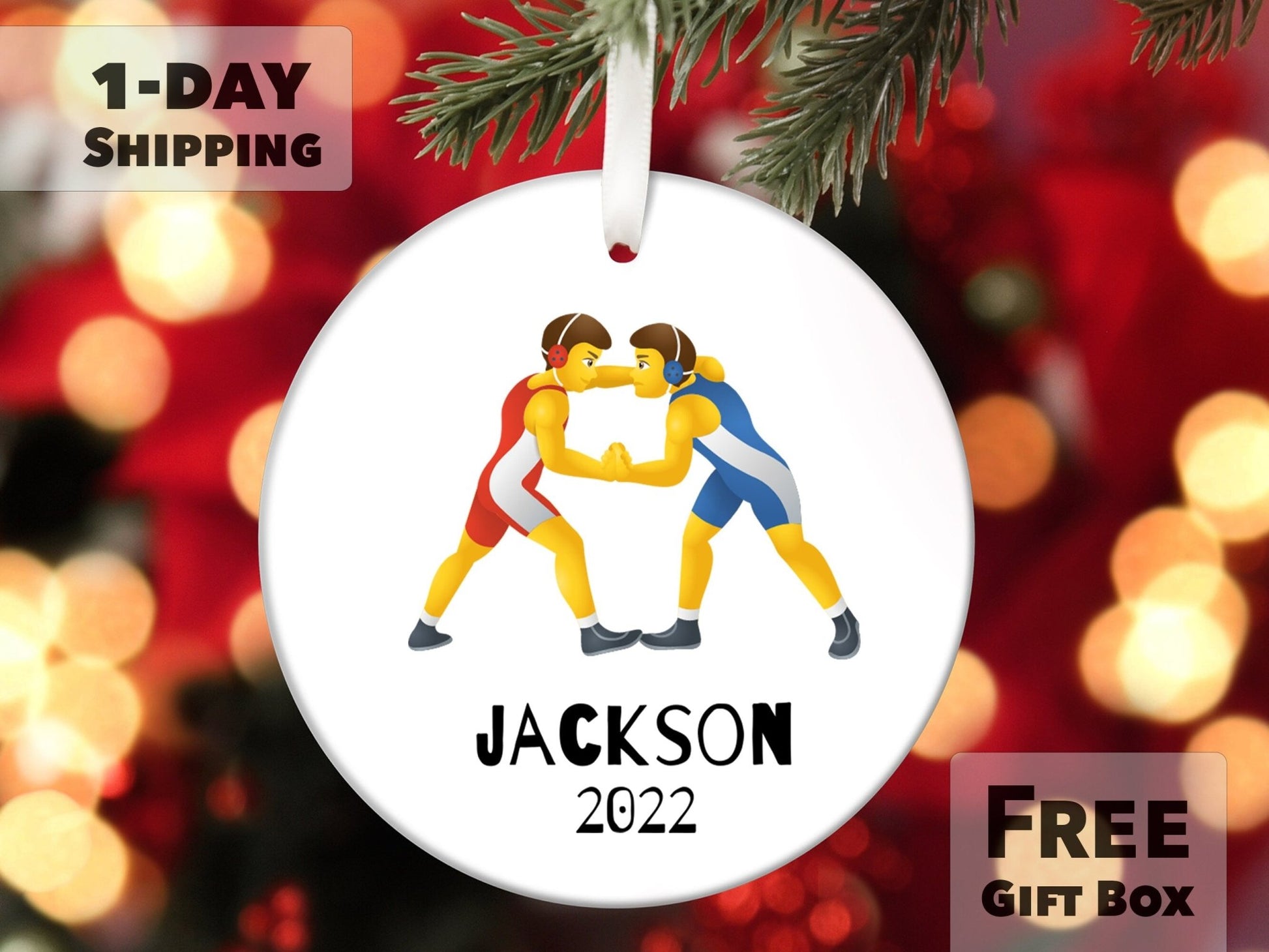 Personalized Boys Wrestling Ornament - Made Simple Designs