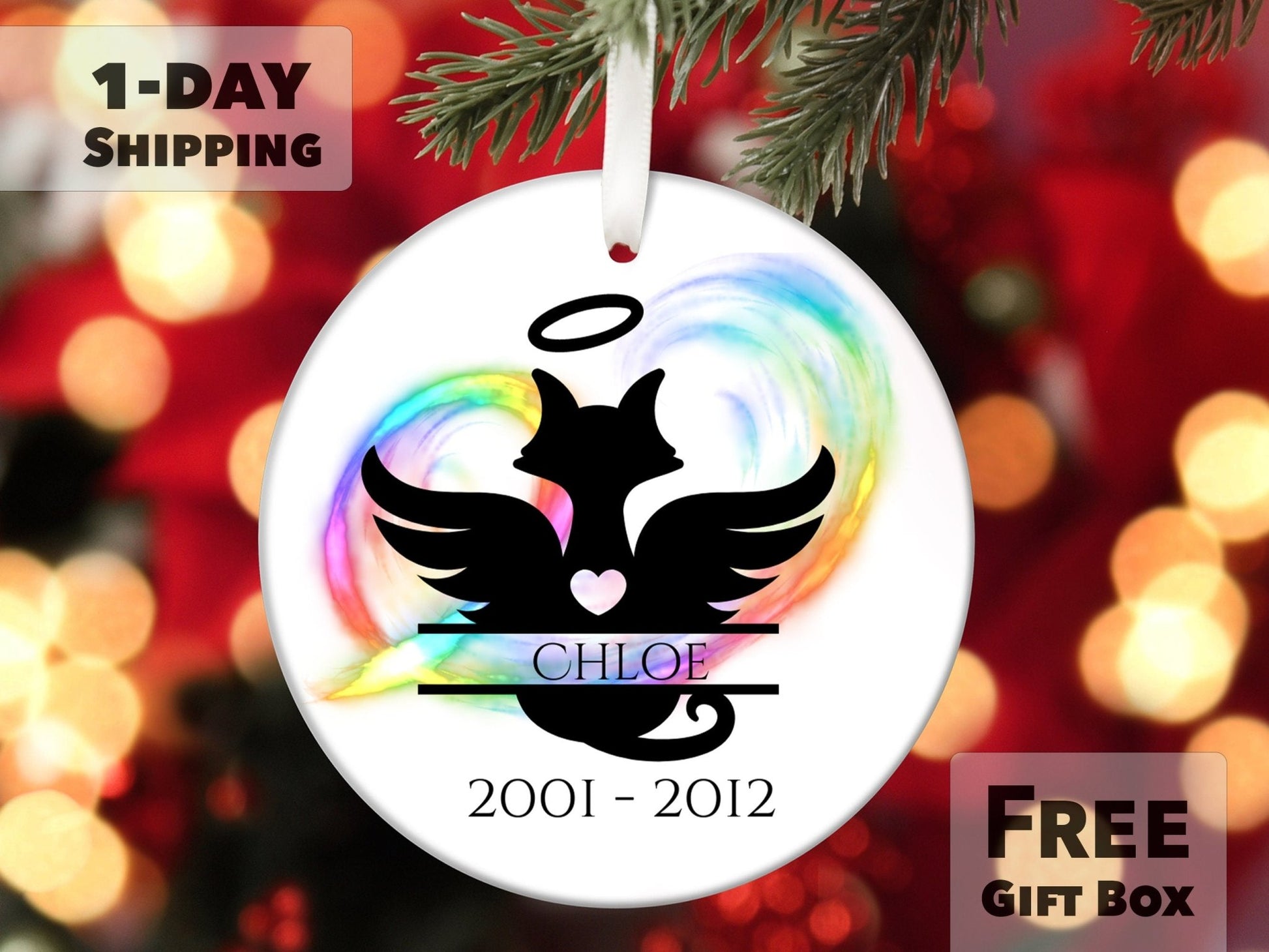 Personalized Cat Memorial Ornament - Made Simple Designs