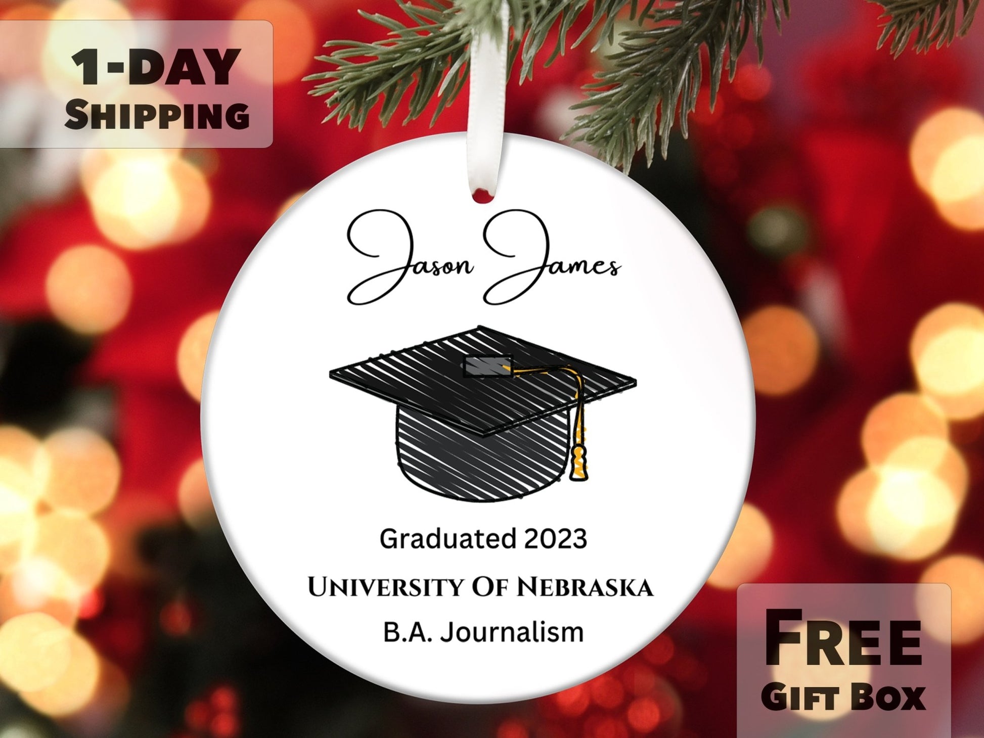 Personalized College Graduation Ornament - Made Simple Designs