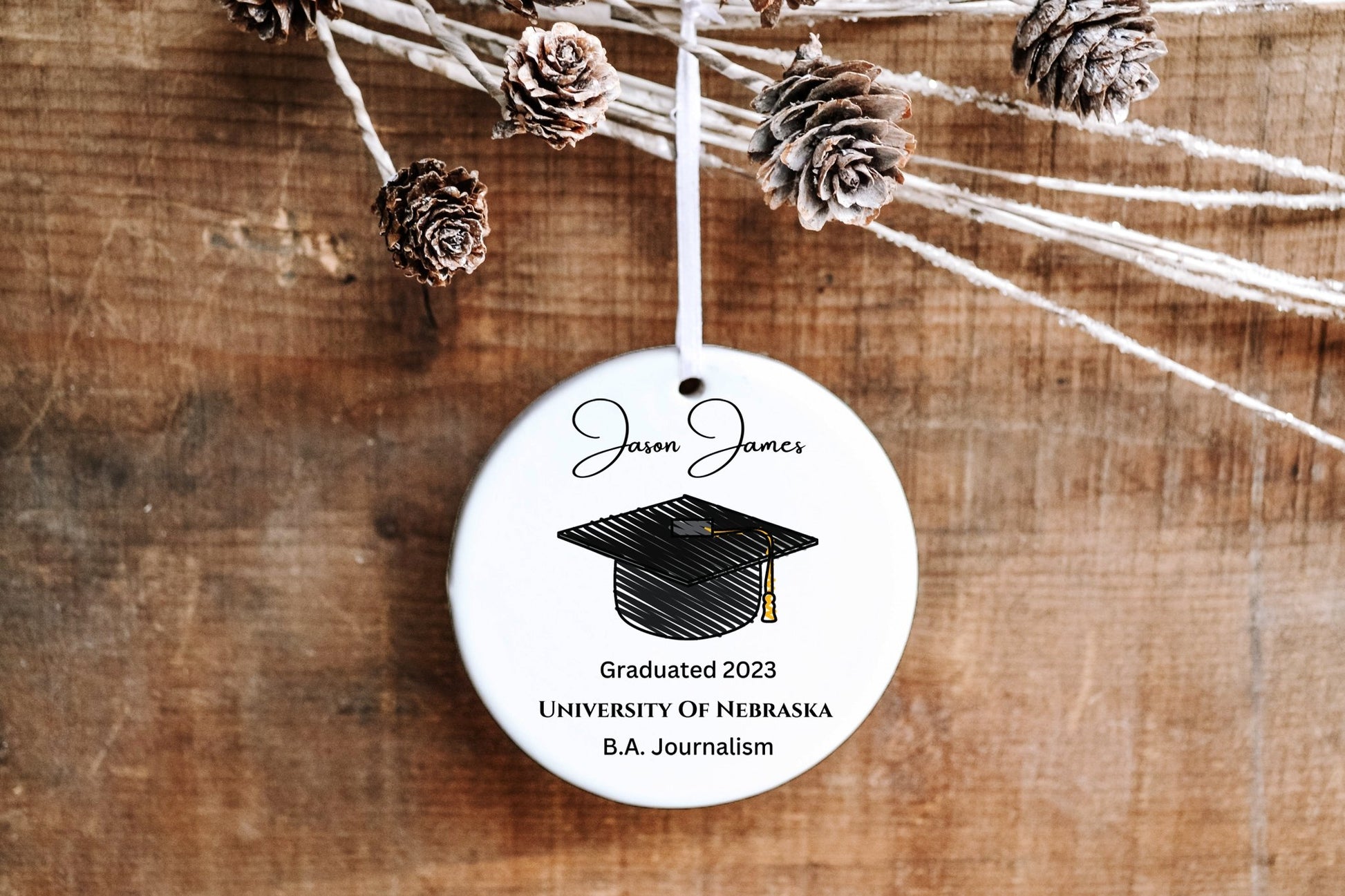 Personalized College Graduation Ornament - New Grad Gift - Made Simple Designs