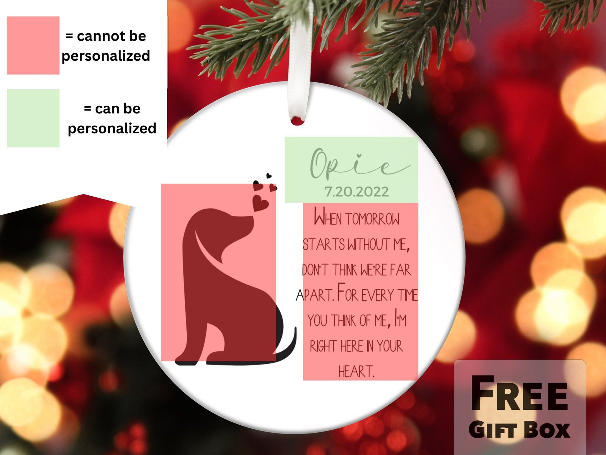 Personalized Dog Memorial Ornament - Dog Remembrance Gift - Made Simple Designs