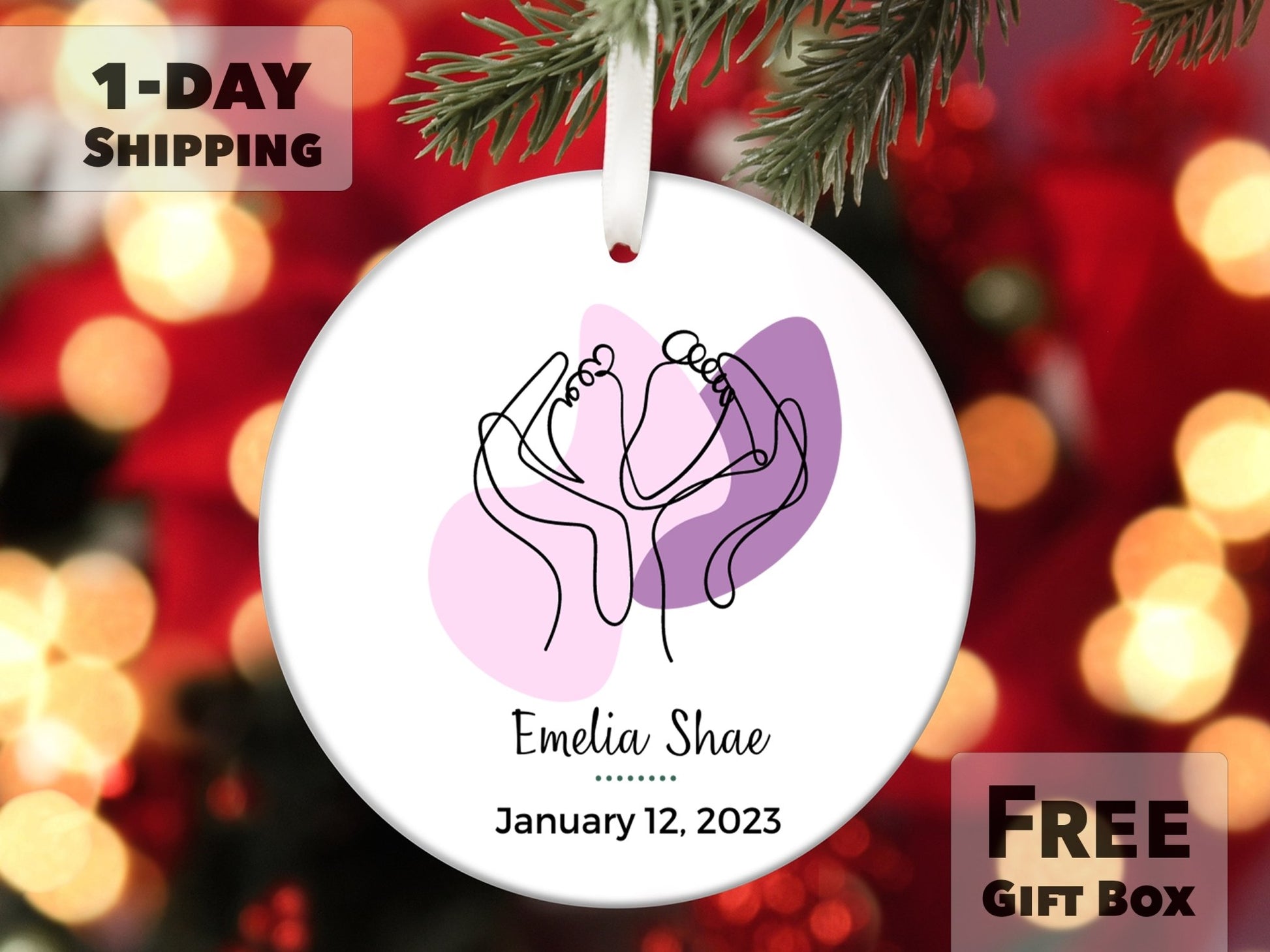 Personalized First Christmas Ornament - Baby Girl - Made Simple Designs