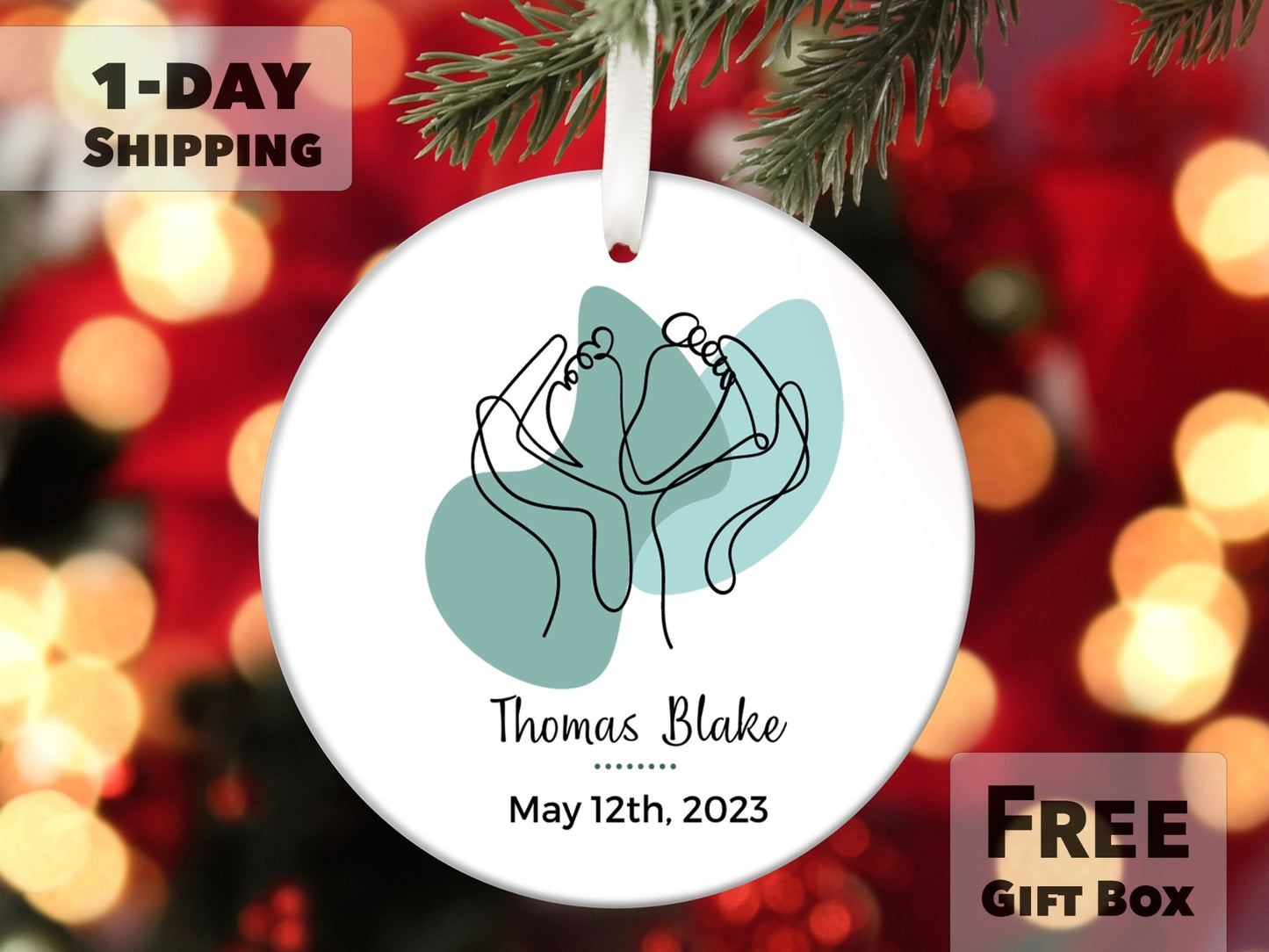 Personalized First Christmas Ornament - Giraffe - Made Simple Designs