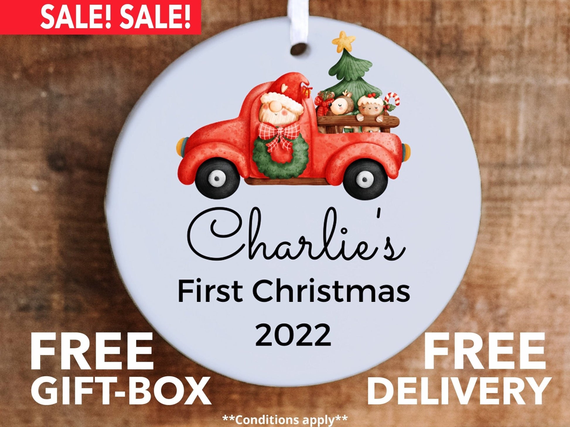 Personalized First Christmas Truck Ornament - Made Simple Designs