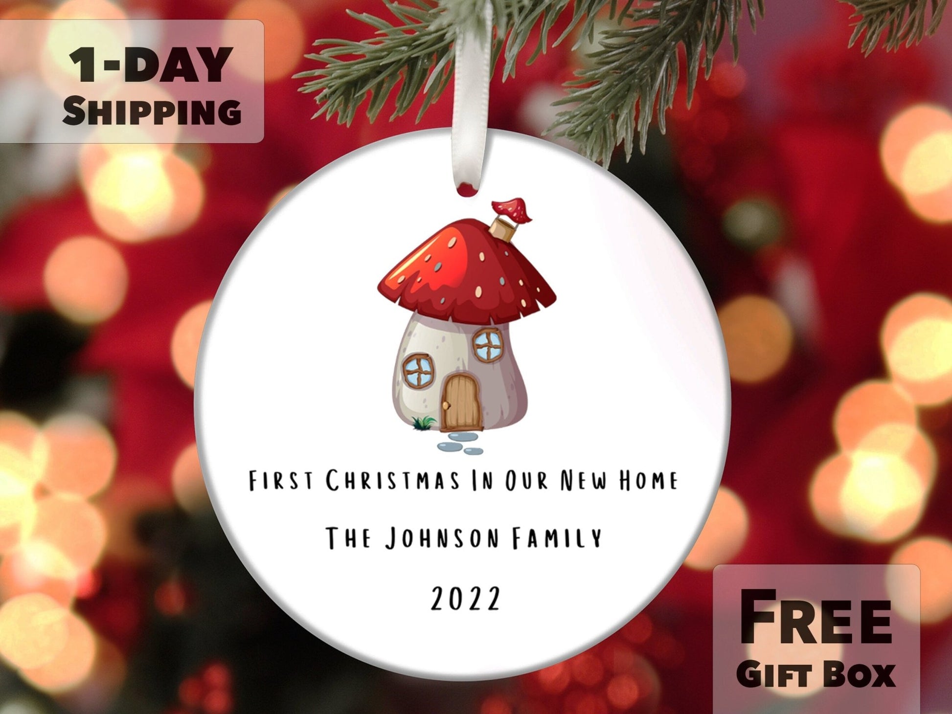 Personalized Mushroom House New Home Ornament - Made Simple Designs