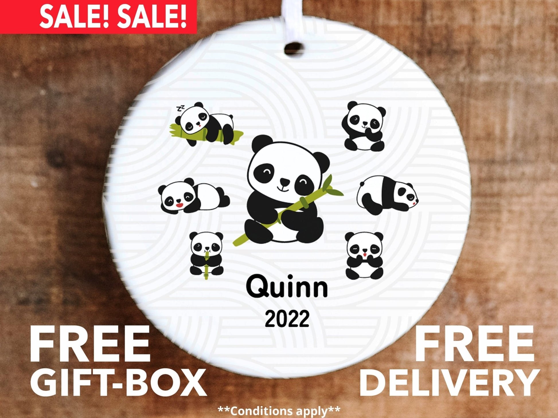 Personalized Panda Bear Christmas Ornament - Made Simple Designs