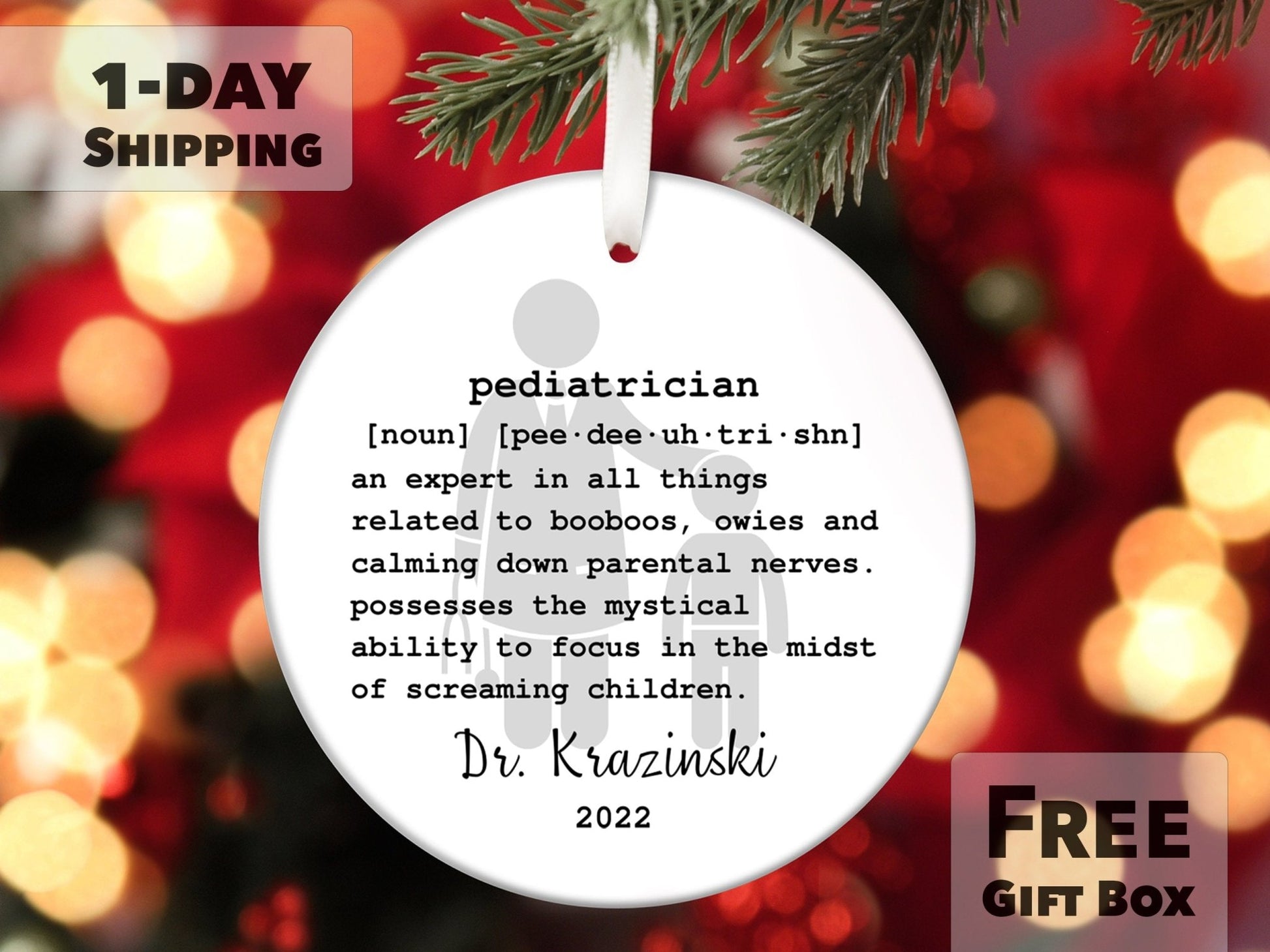 Personalized Pediatrician Occupation Ornament - Made Simple Designs