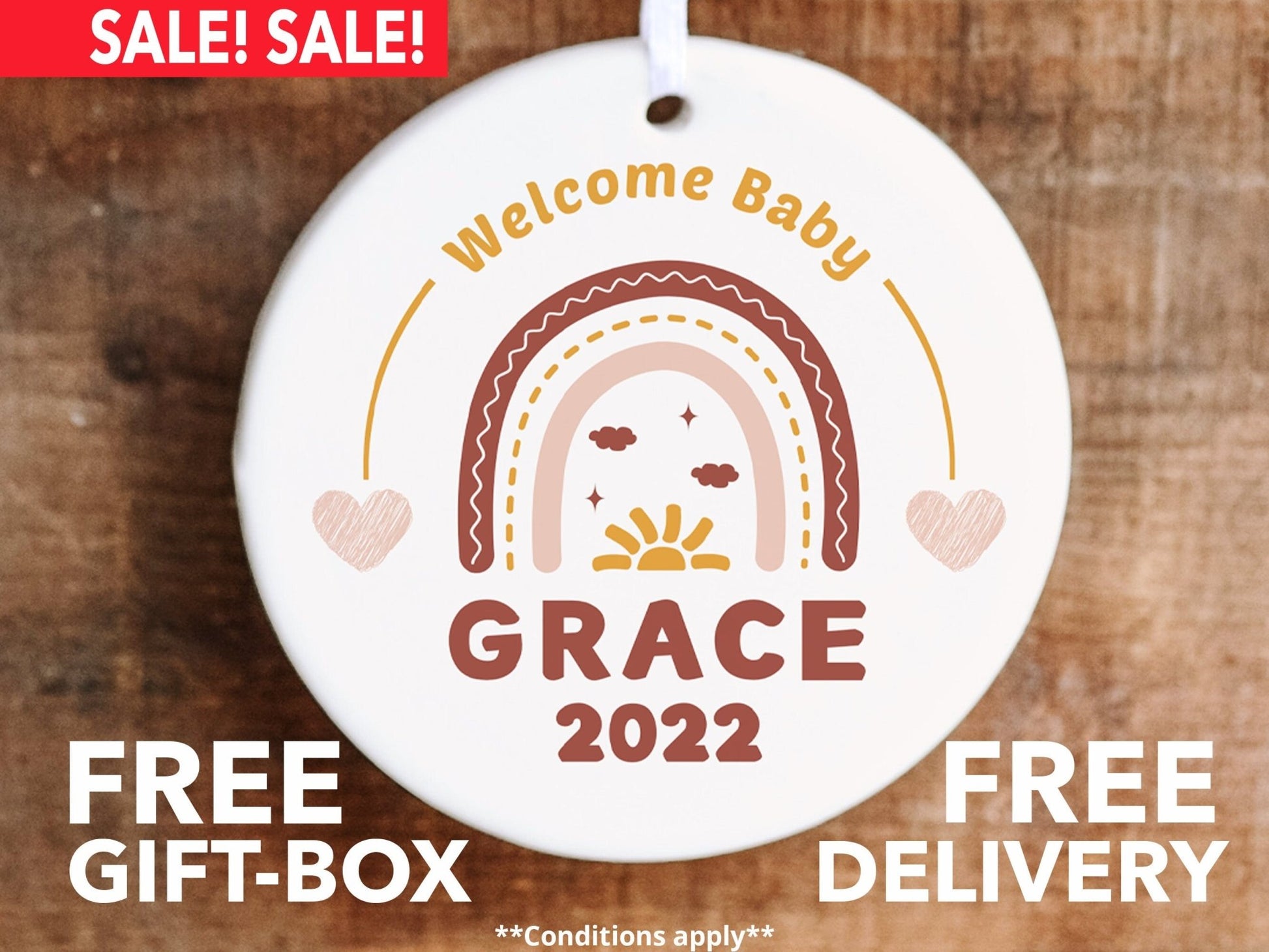 Personalized Rainbow First Christmas Ornament Girl - Made Simple Designs