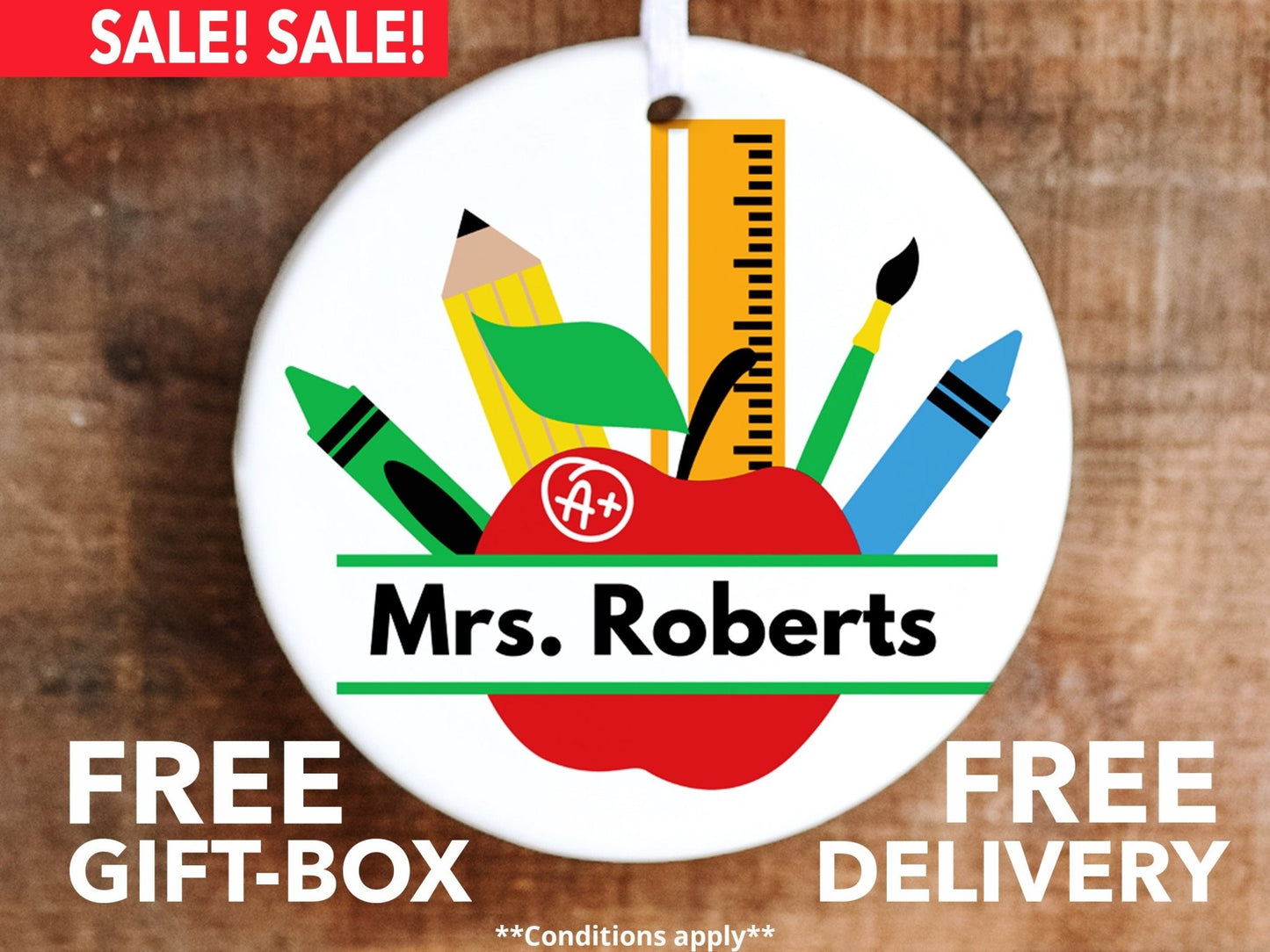 Personalized Teacher Occupation Ornament - Apple - Made Simple Designs