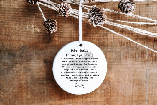 Pit Bull Personalized Dog Ornament - Made Simple Designs