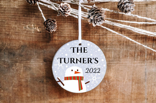 Snowman-Themed Personalized Family Christmas Ornament - Custom Family Keepsake - Made Simple Designs