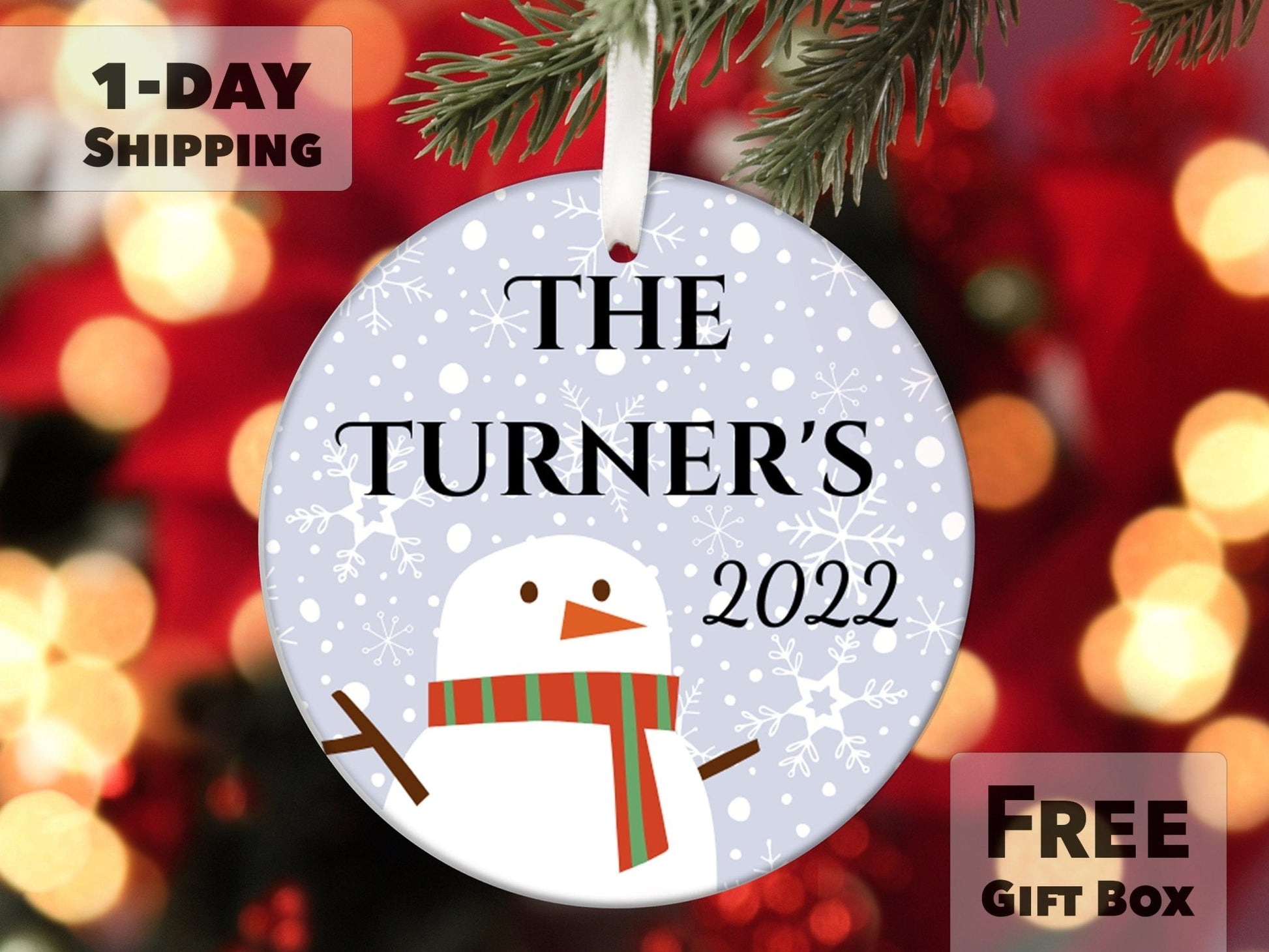 Snowman-Themed Personalized Family Christmas Ornament - Custom Family Keepsake - Made Simple Designs